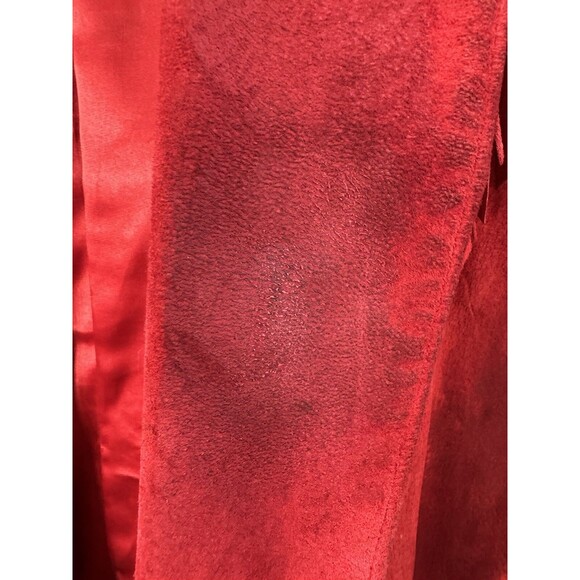 Patricia Wolf Pig Suede Red Leather Jacket Fringe Beads Western Cowgirl DEFECTS - Picture 4 of 16